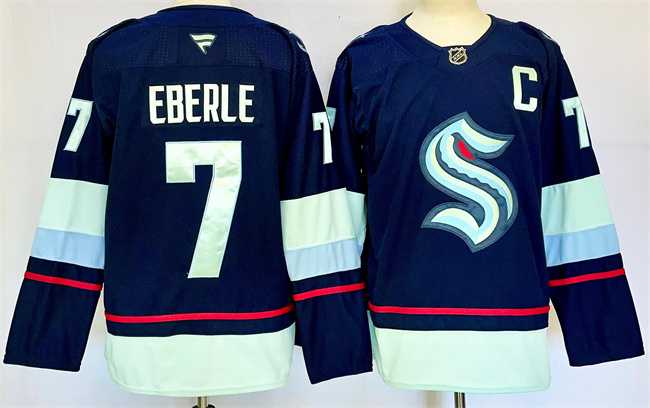 Mens Seattle Kraken #7 Jordan Eberle Navy 2024-25 Home Stitched Hockey Jersey